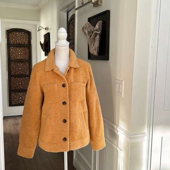 Tribal Womens Petite Teddy Jacket Mustard Yellow Cozy Fall Shacket Lined Small - Picture 1 of 10